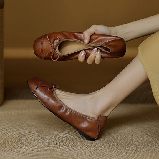 Damen Ballerinas mit elegantem Schleifenakzent aus hochwertigem Leder