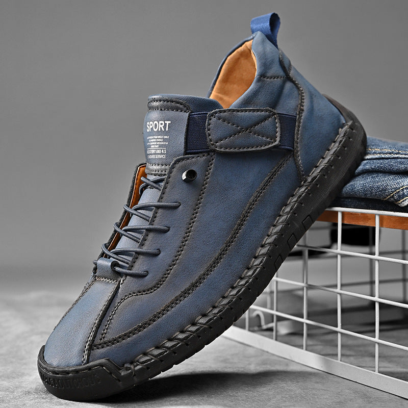 Herren Ledernachahmender Freizeit‑Sneaker mit Klettriemen, Mokassinnaht & profilierter Gummisohle Shop Nory