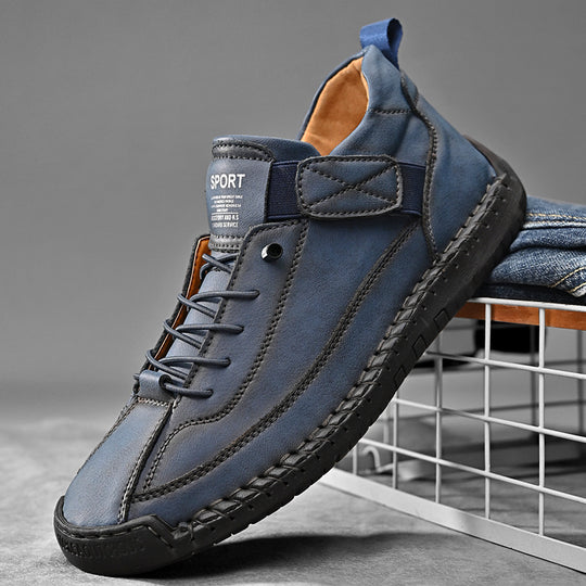 Herren Ledernachahmender Freizeit‑Sneaker mit Klettriemen, Mokassinnaht & profilierter Gummisohle Shop Nory