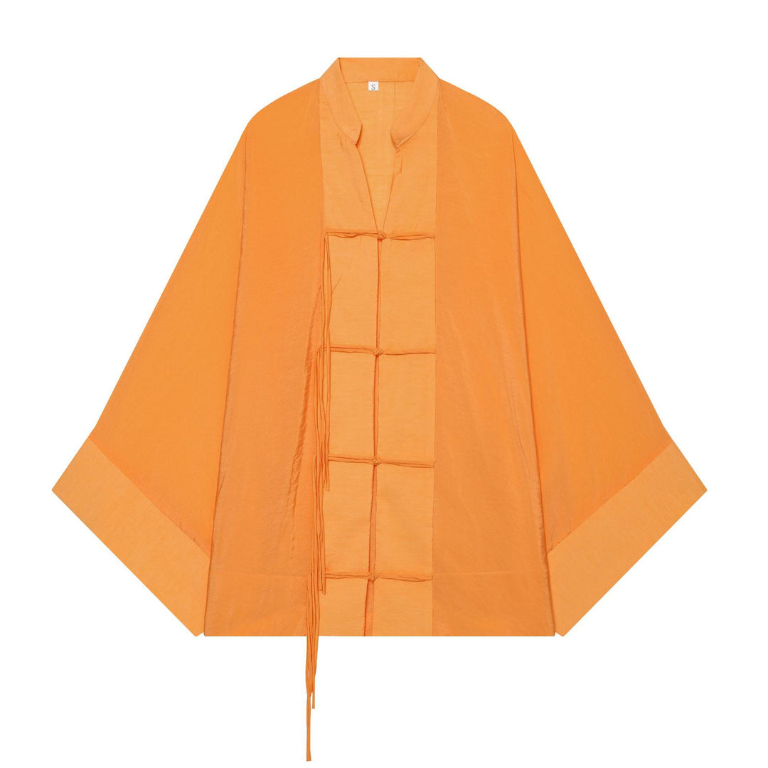 Damen Kimono-Capejacke mit Chinaknopfverschluss und langen Quasten Shop Nory