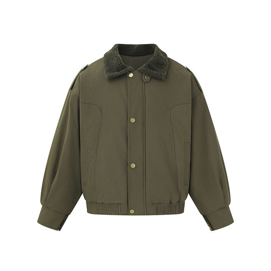 Damen Kurz geschnittener Boxy‑Blouson mit Teddykragen und Schulterlaschen Shop Nory