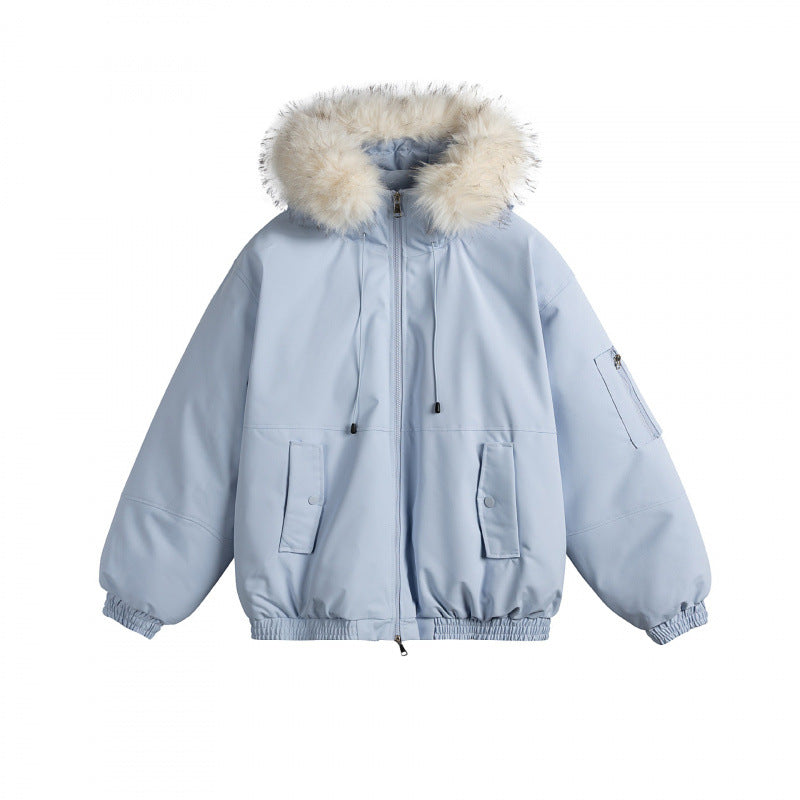 Damen Wattierte Bomberjacke mit Kunstfellkapuze, Boxy‑Schnitt und Utility‑Taschen Shop Nory
