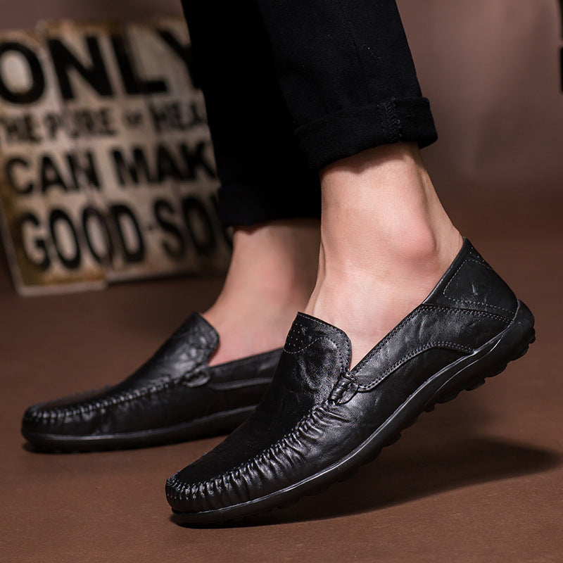 Herren Lederloafer im Mokassin-Stil mit handgenähter Ziernaht, elastischen Seiteneinsätzen und rutschfester Gummilaufsohle Shop Nory
