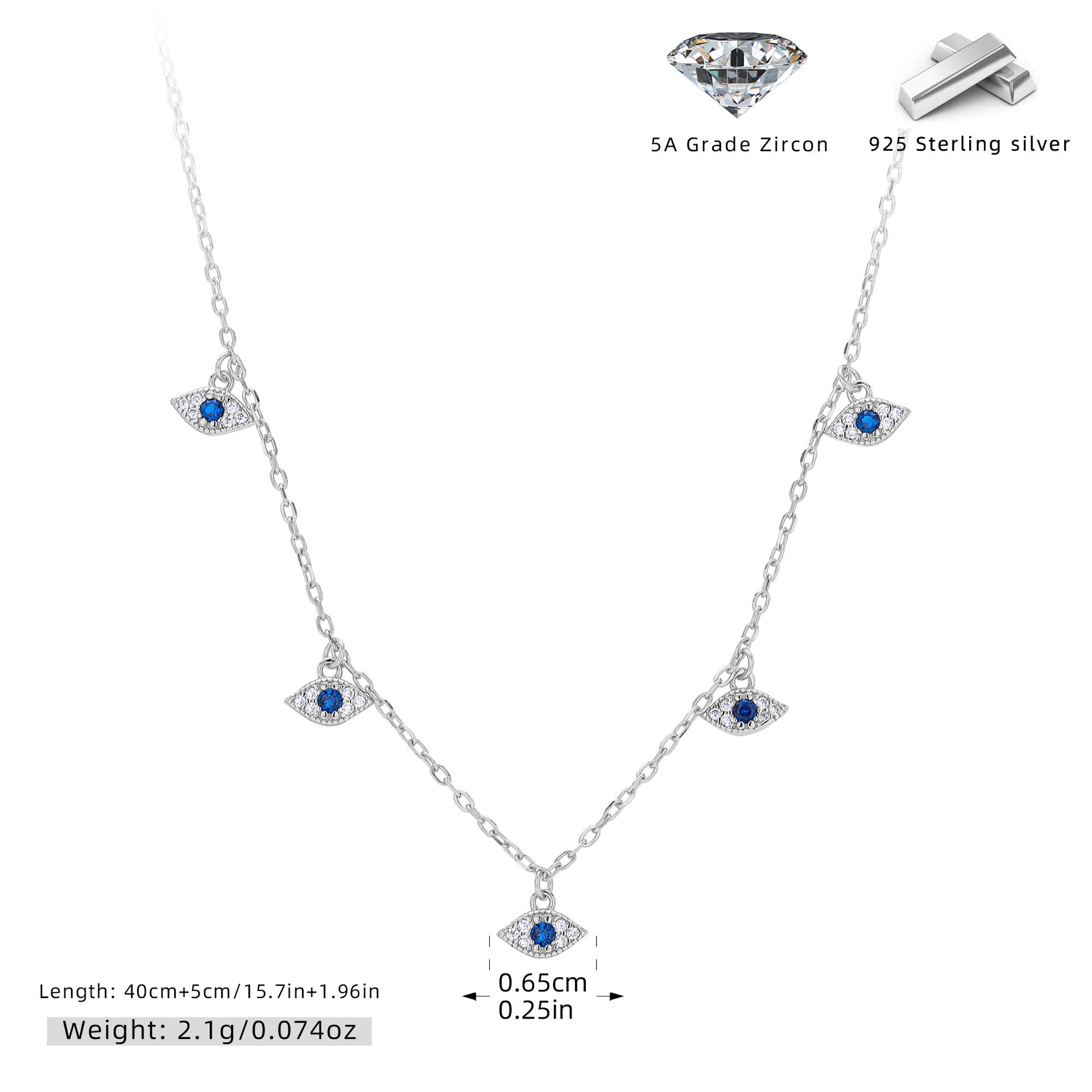 Damen Halskette mit funkelndem Auge-Motiv aus 925 Sterling Silber Shop Nory