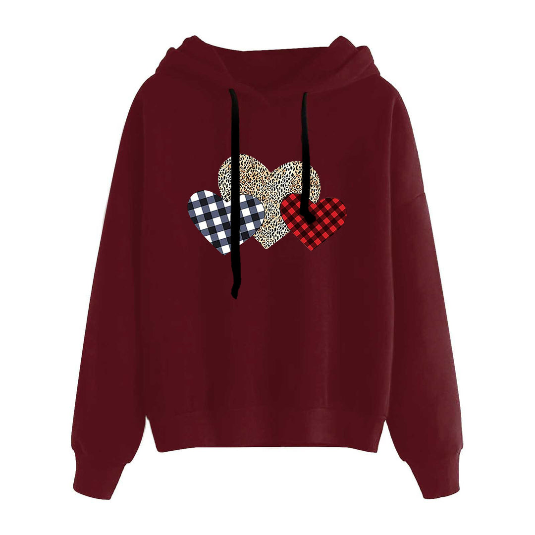Damen nan lässiger Oversize Kapuzenpullover mit Herz‑und‑Pfotenprint, Kordelzug und gerippten Bündchen Shop Nory