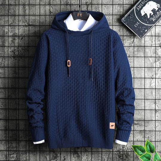 Herren Strukturiertes Kapuzenstrick-Pullover mit Reliefstruktur Shop Nory