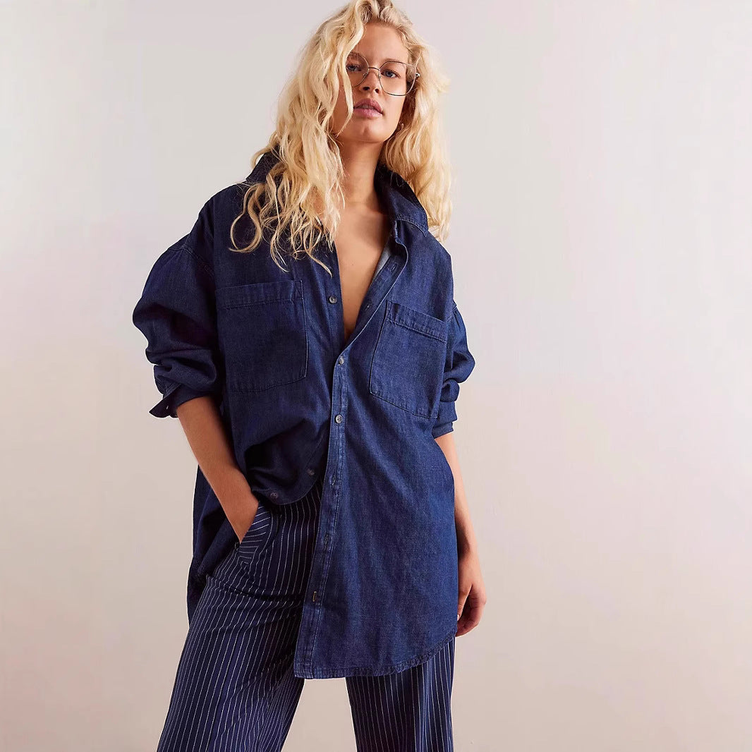 Damen Oversized Denim Hemd