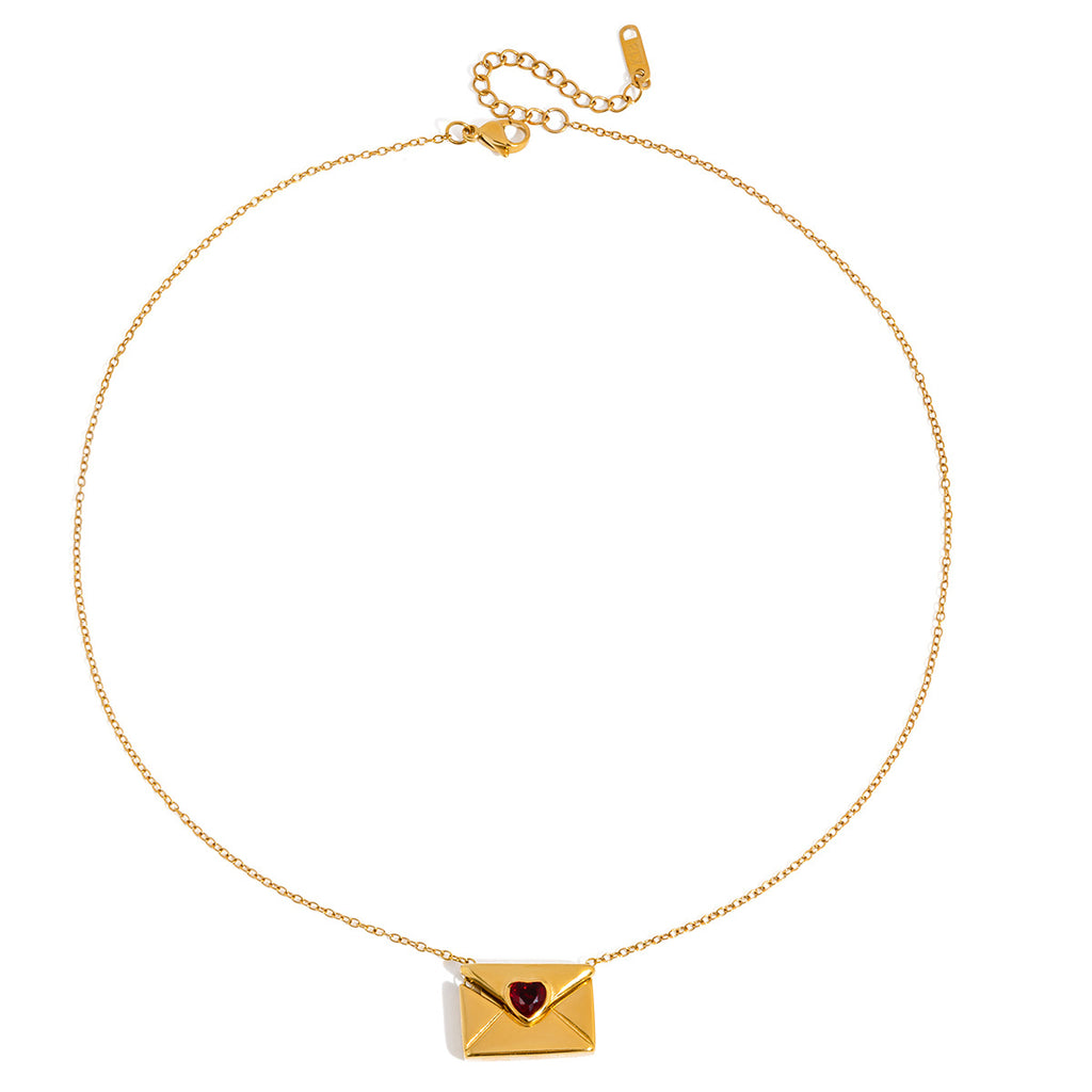 Damen Halskette mit herzförmigem Anhänger und eleganter Liebesbotschaft Shop Nory