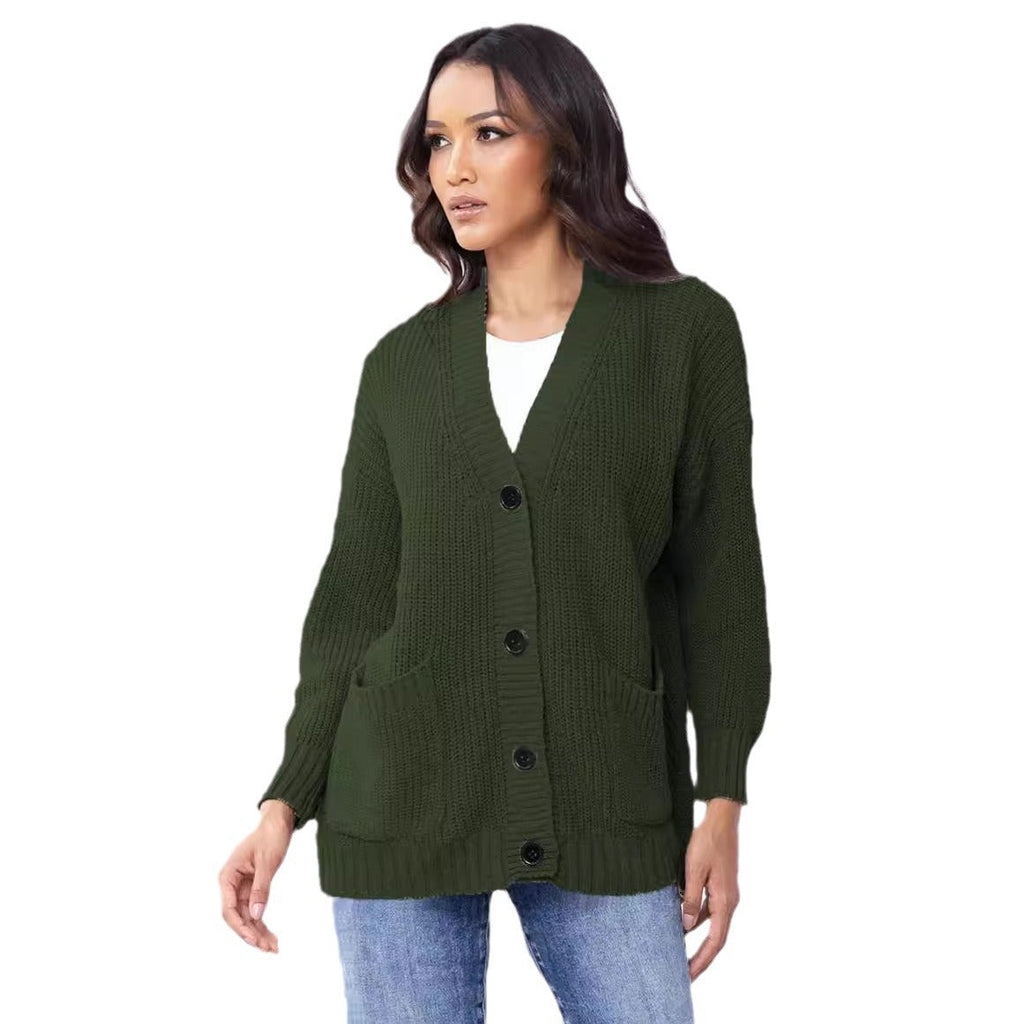 Damen Grobstrick-Cardigan mit praktischen Taschen und klassischem Knopfverschluss
