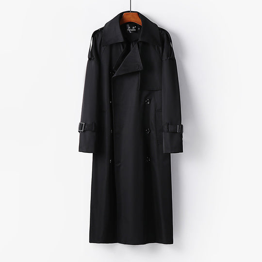 Damen Langer Doppelreihiger Trenchcoat mit Bindegürtel und Epauletten Shop Nory