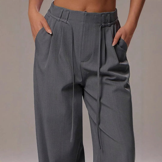 Damen Hochtaillierte Palazzo-Hose mit Bundfalten, Tunnelzug und weitem Bein Shop Nory
