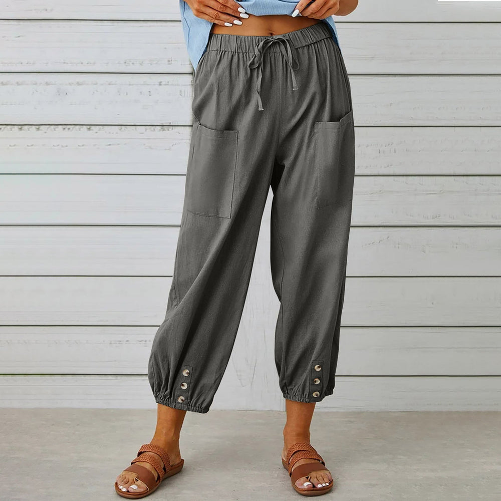 Damen modische Freizeit-Hose mit praktischen Taschen und elastischen Bündchen