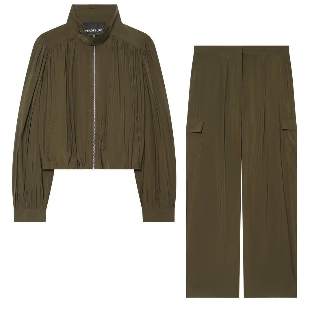 Damen Weite Cargo-Hose mit elastischem Bund und Klappentaschen Shop Nory