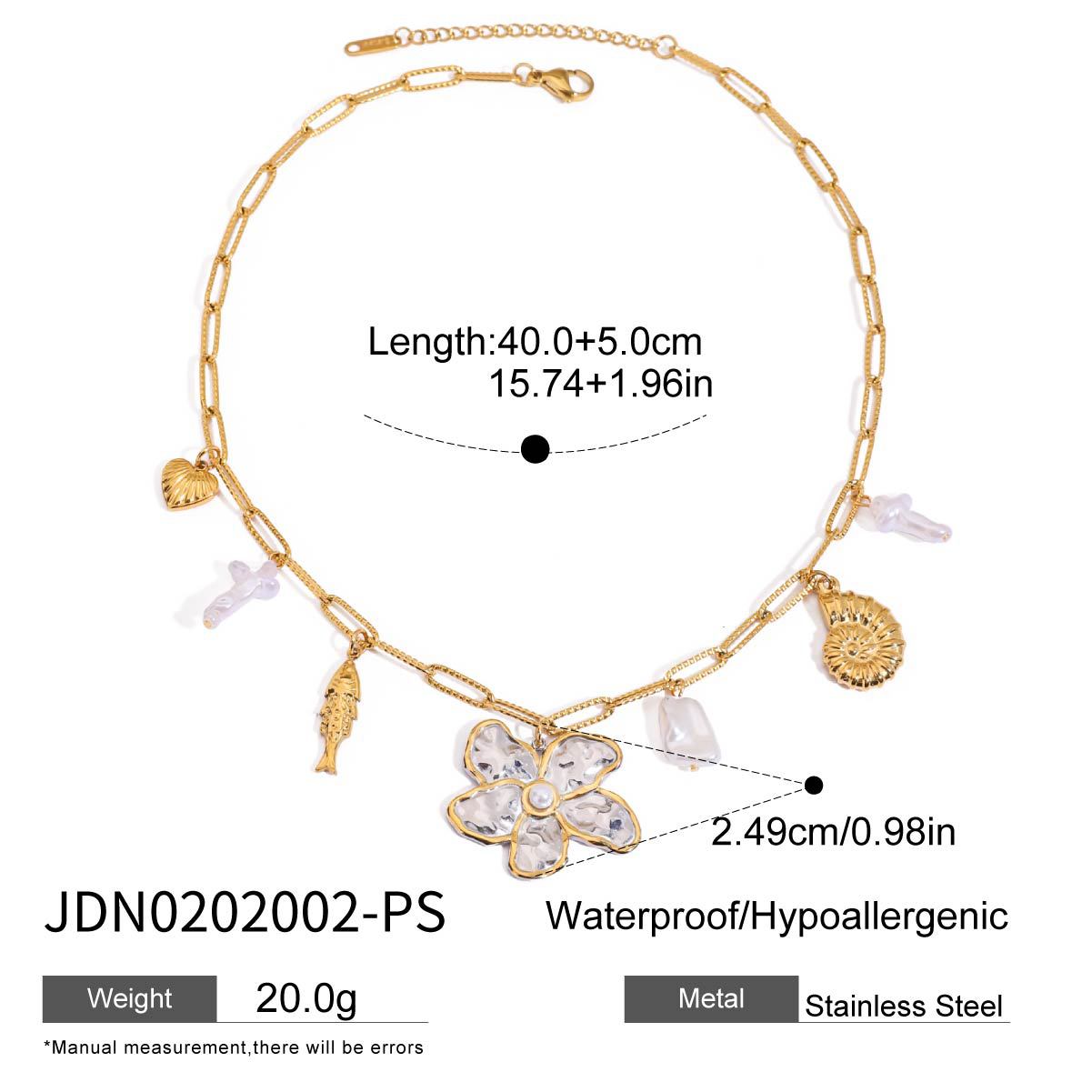 Damen Halskette mit blütenförmigem Anhänger aus hypoallergenem Edelstahl und eleganter Gliederkette Shop Nory