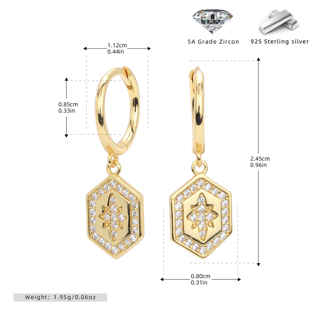 Damen Ohrhänger mit hexagonalem Design und funkelnden Zirkonia Shop Nory