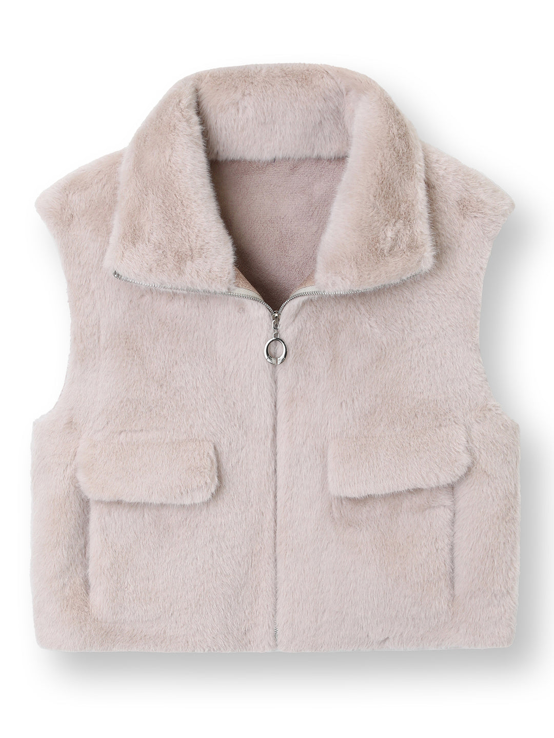Damen Ärmellose Kunstfell‑Weste mit Stehkragen, Reißverschluss und Pattentaschen Shop Nory