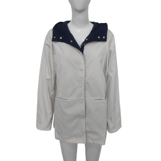 Damen Wasserabweisende Kapuzenjacke mit Druckknopf-Front, Tunnelzug und Eingrifftaschen Shop Nory
