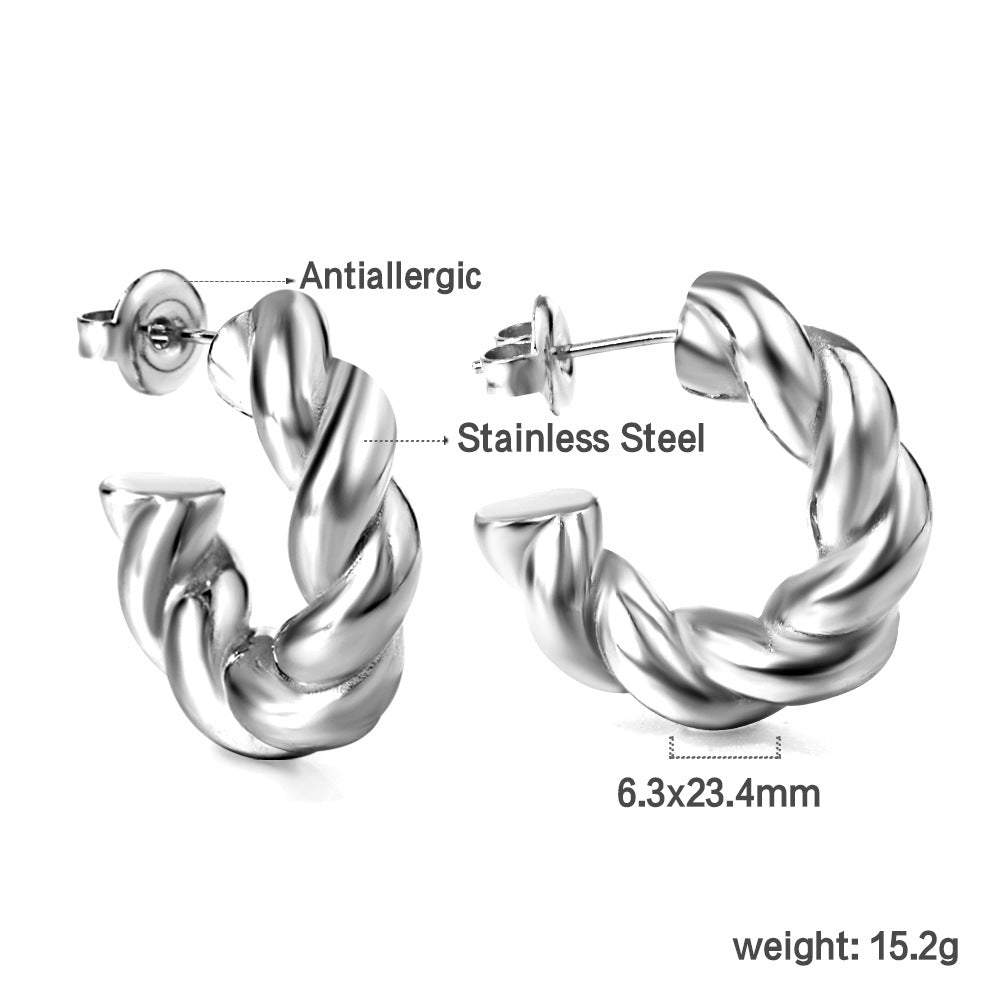 Damen Hängende Ohrstecker mit geflochtenem Design aus Edelstahl Shop Nory