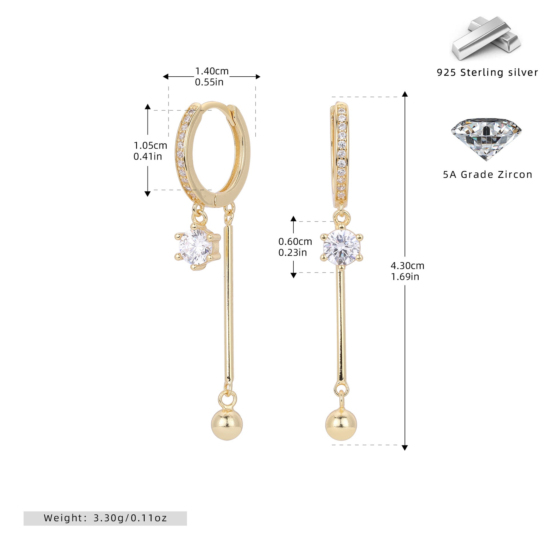 Damen Ohrhänger mit funkelndem Zirkon und elegantem Design Shop Nory