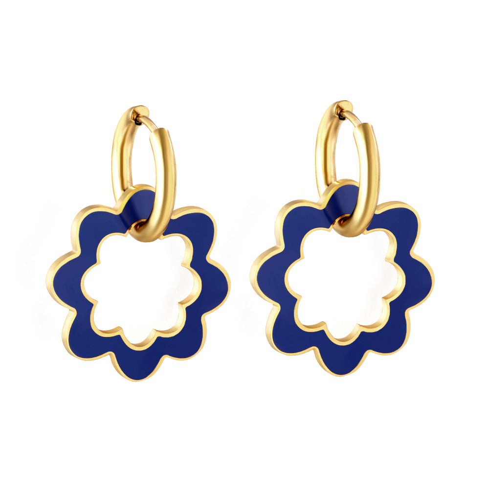 Damen Hängende Ohrringe im floralen Design mit goldfarbener Umrandung Shop Nory