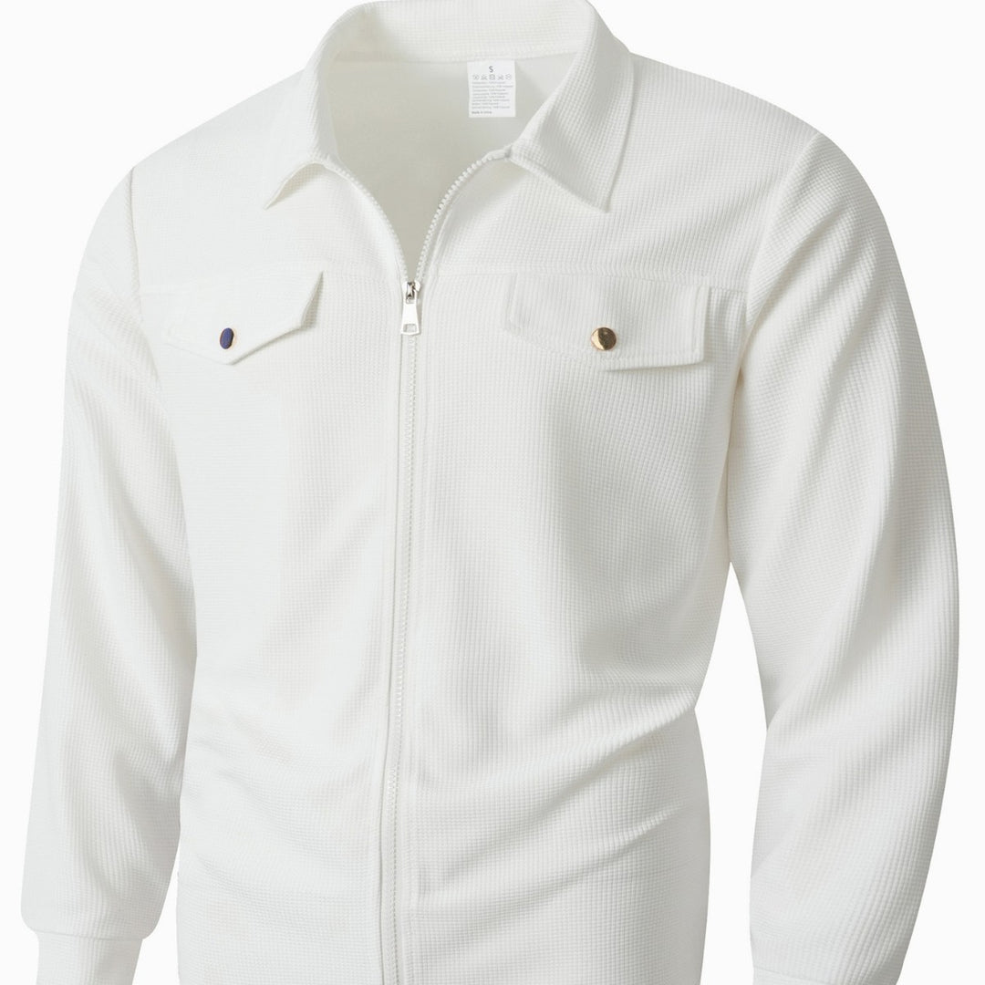 Herren strukturierte Overshirt-Jacke mit Waffelstruktur, Pattentaschen und verdecktem Reißverschluss Shop Nory