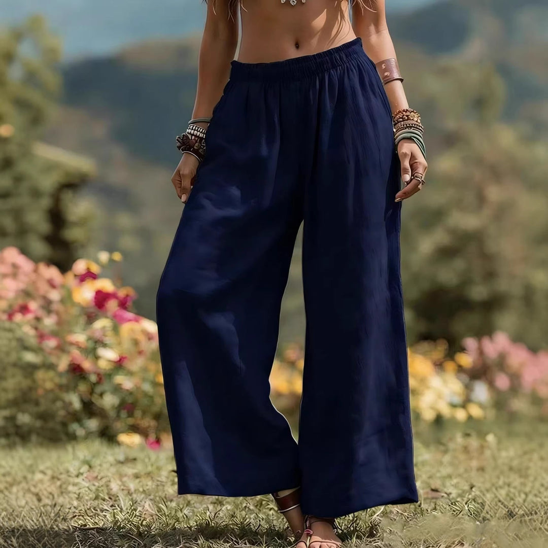Damen Weit geschnittene Leinenhose