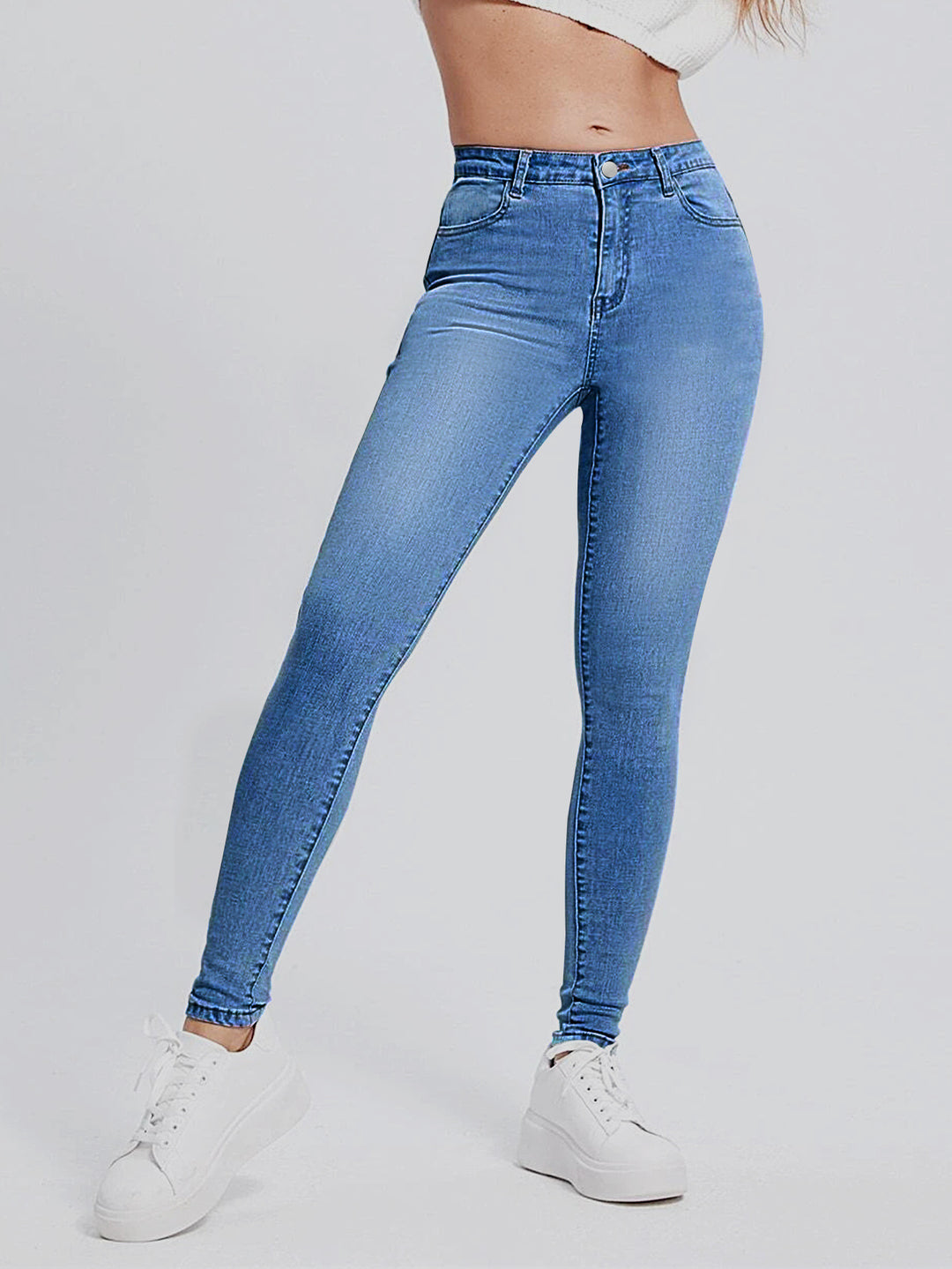 Damen Hochgeschnittene elastische Skinny-Jeans mit hoher Taille und Slim-Fit Shop Nory