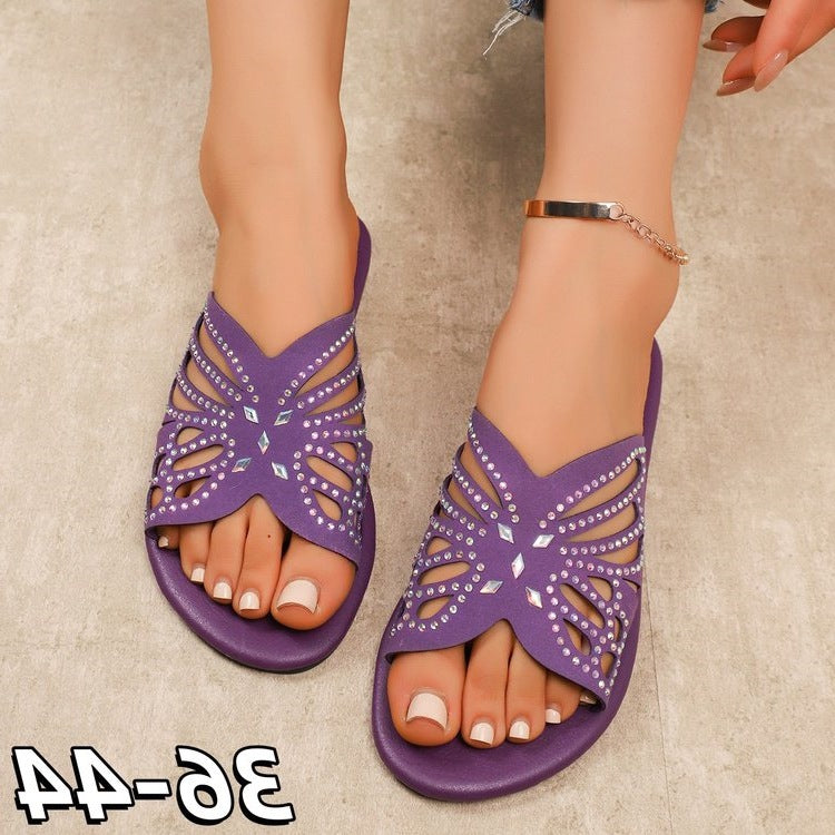 Damen Elegante Riemchen-Sandalen mit floralem Cut-Out-Design