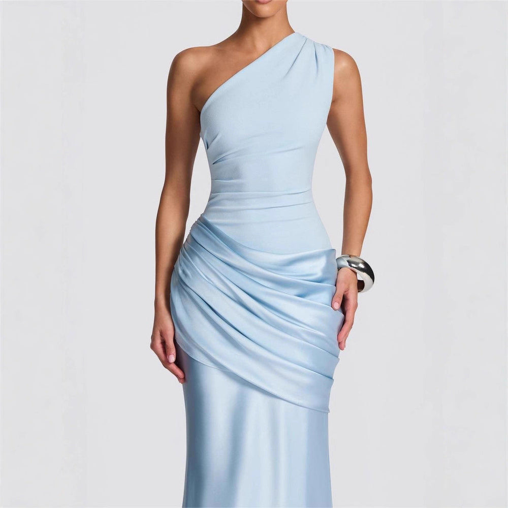 Damen Elegantes One-Shoulder Maxikleid mit raffinierten Drapierungsdetails