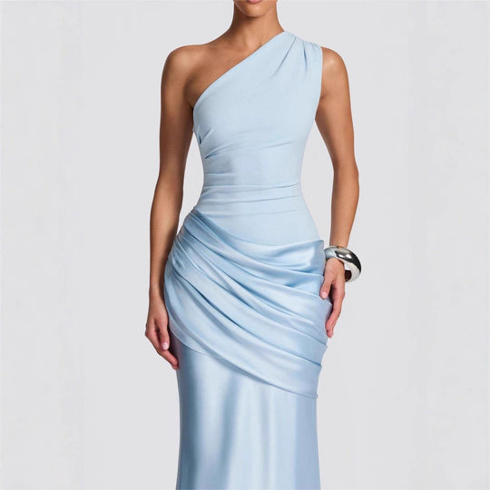 Damen Elegantes One-Shoulder Maxikleid mit raffinierten Drapierungsdetails