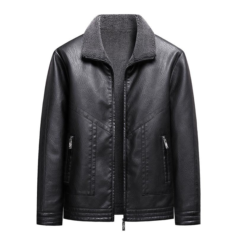 Herren Elegante Kunstlederjacke mit hohem Kragen Shop Nory