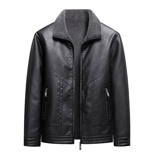 Herren Elegante Kunstlederjacke mit hohem Kragen Shop Nory