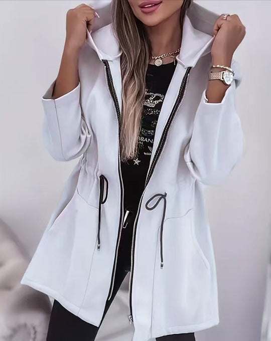 Damen nan Kapuzenparka mit Taillenzug, Zwei-Wege-Reißverschluss und Eingrifftaschen Shop Nory