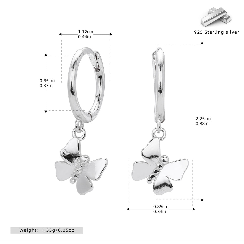 Damen Ohrhänger mit filigranem Schmetterlingsdesign aus hochwertigem 925 Sterlingsilber Shop Nory