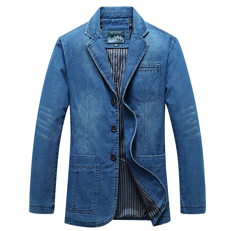 Herren Jeansblazer im Sakko‑Stil mit gestreifter Innenfütterung und aufgesetzten Taschen Shop Nory