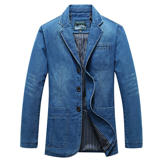 Herren Jeansblazer im Sakko‑Stil mit gestreifter Innenfütterung und aufgesetzten Taschen Shop Nory