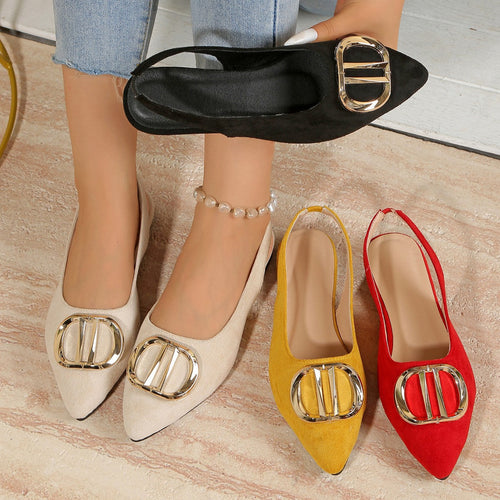 Damen Elegante Slingback-Ballerinas mit raffiniertem Schmuckdetail