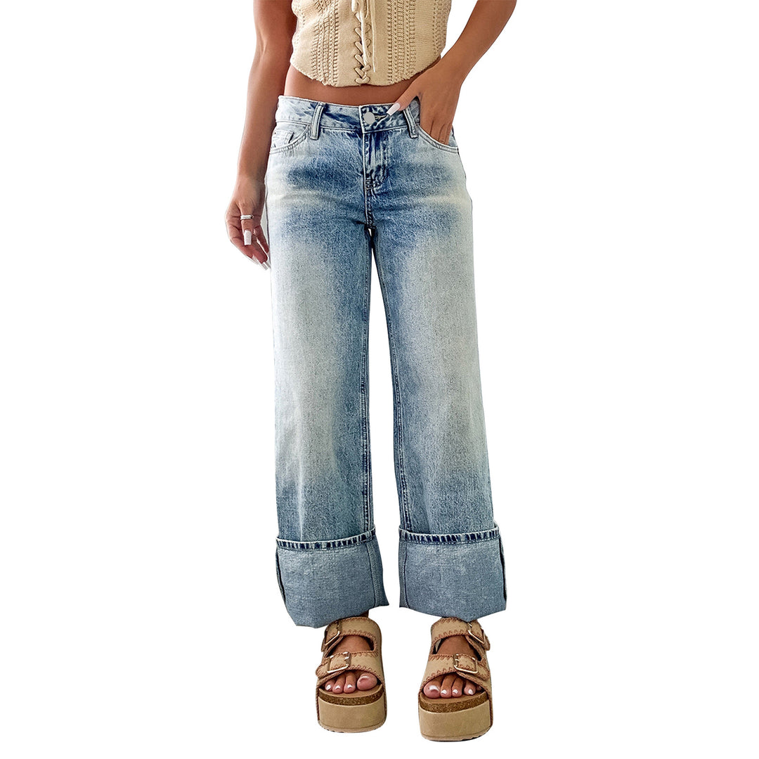Damen Weite High-Waist Jeans mit breitem Umschlag Shop Nory