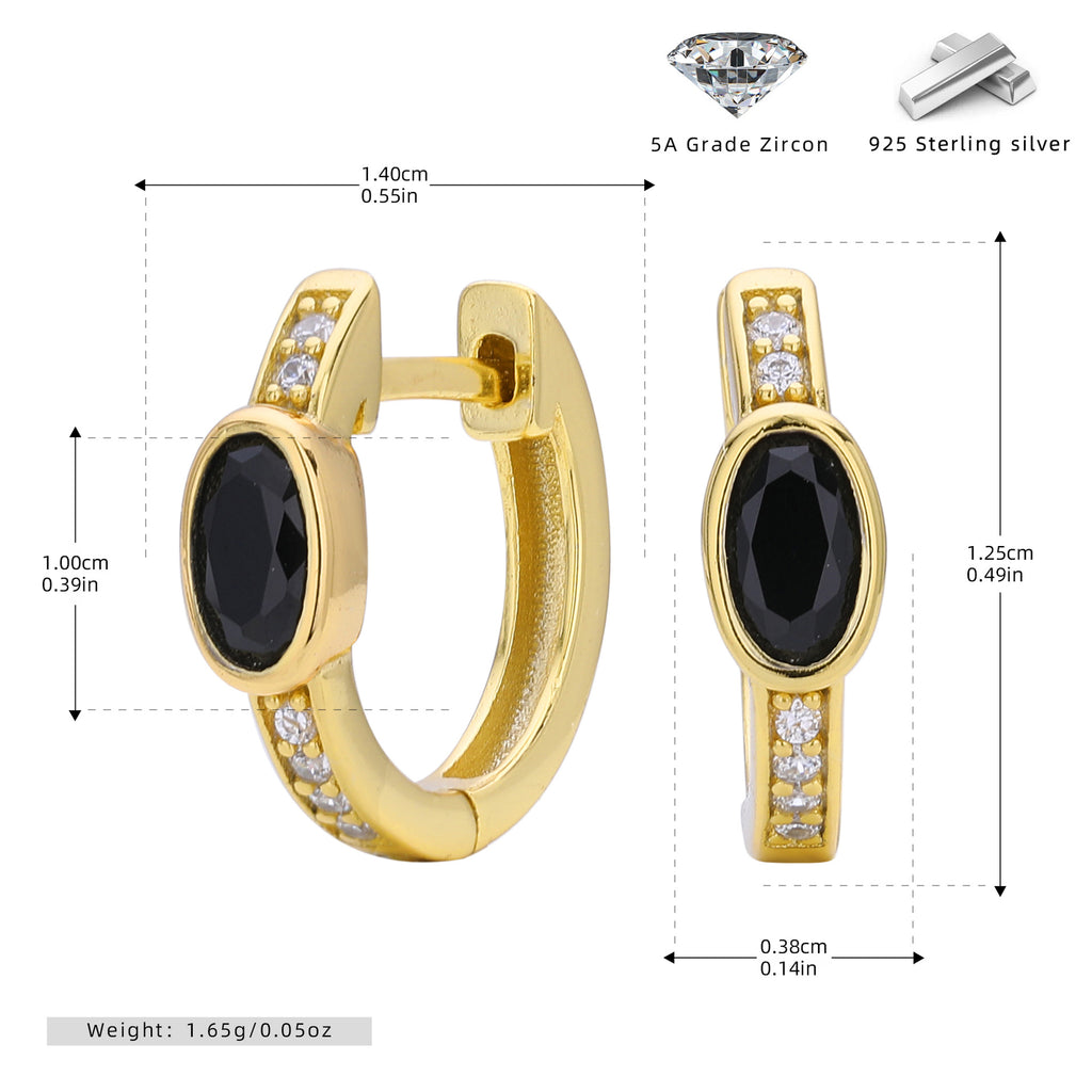 Damen Ohrhänger mit auffälligem ovalem Zirkon und goldfarbener 925er Sterling Silberfassung Shop Nory