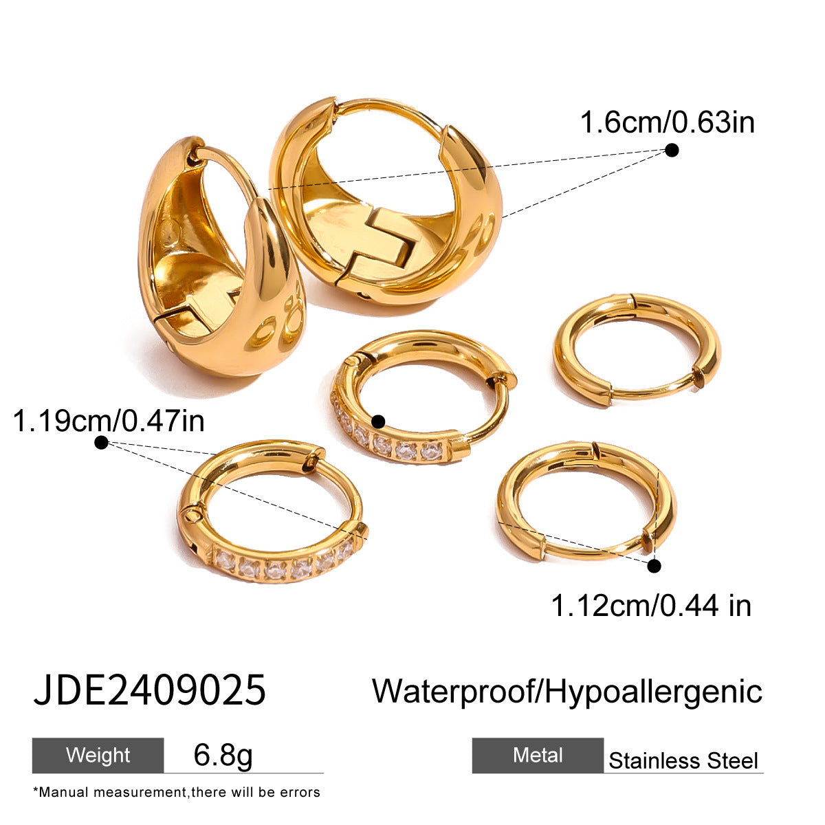 Damen Elegante Creolen Ohrringe aus hypoallergenem Edelstahl mit Zirkonia Shop Nory