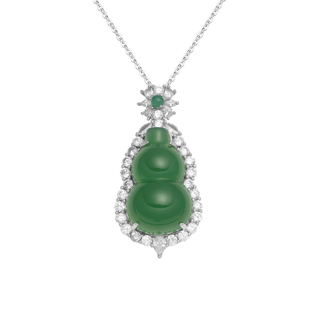 Damen Anhänger mit exotischem Jade-Design und funkelnden Zirkonia Shop Nory