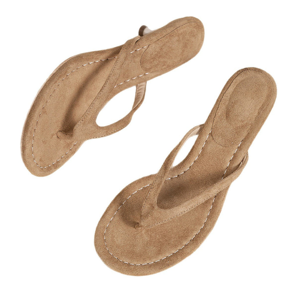Damen elegante Zehentrenner-Sandalen mit geschwungenem Fersenriemen und komfortablem Fußbett