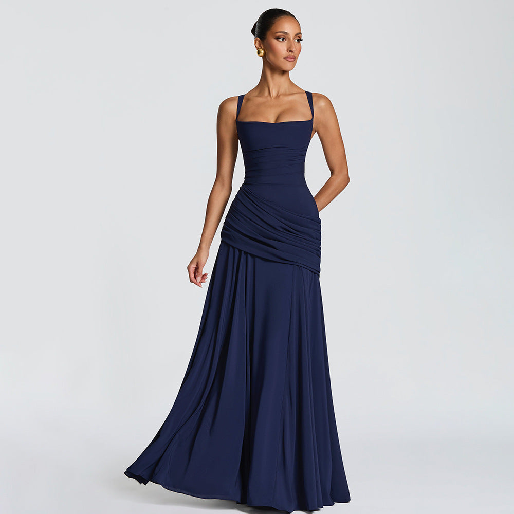 Damen Elegantes Maxikleid mit tailliertem Design und zarten Raffungselementen