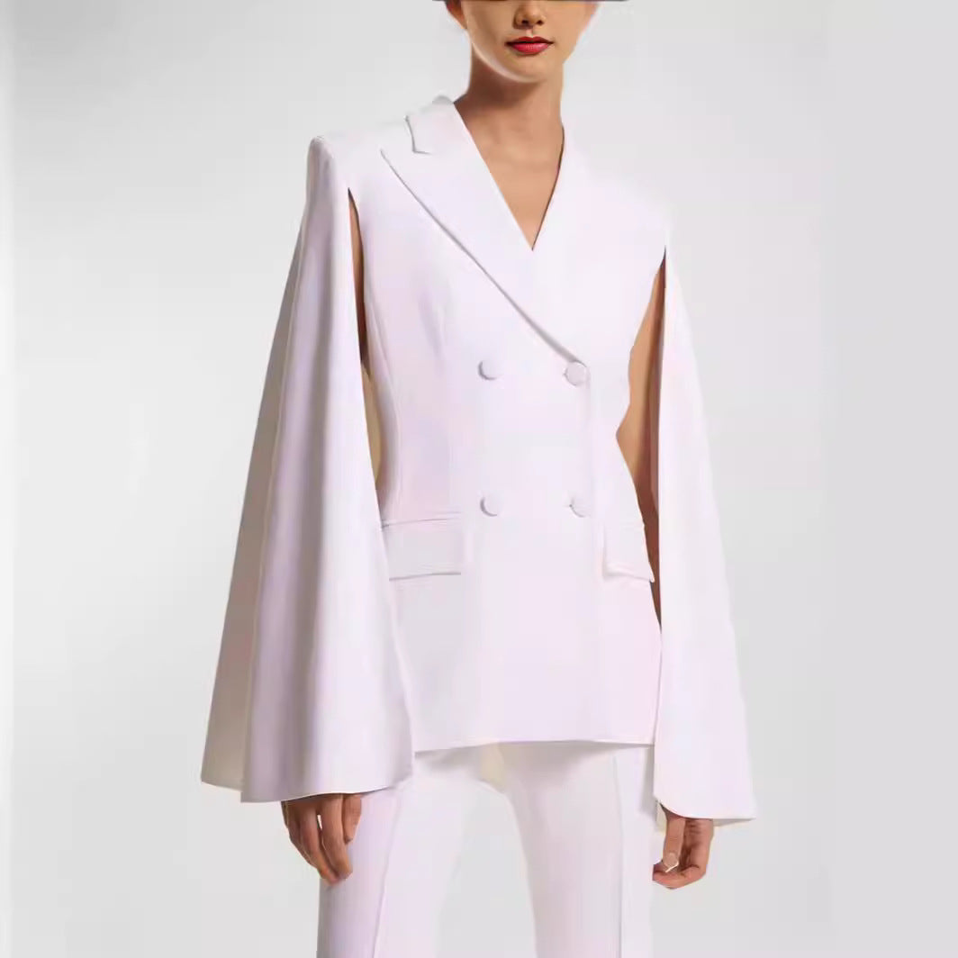 Damen Doppelreihiger Blazer mit Cape-Ärmeln und taillierter Silhouette Shop Nory
