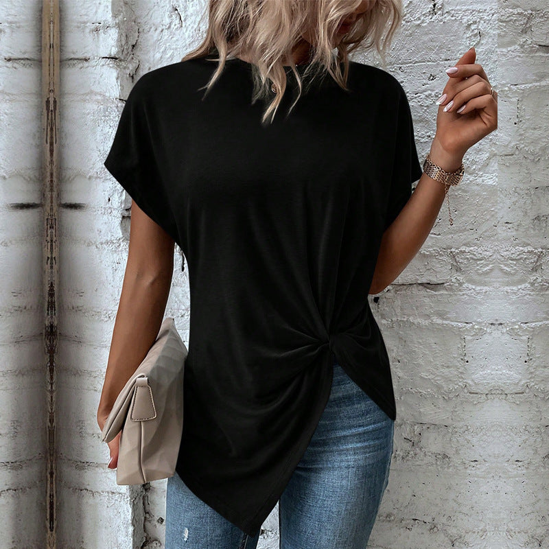 Damen Asymmetrisches Knotenshirt mit überschnittenen Schultern und Twist-Detail Shop Nory