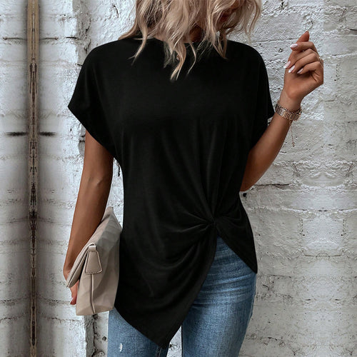 Damen Asymmetrisches Knotenshirt mit überschnittenen Schultern und Twist-Detail Shop Nory