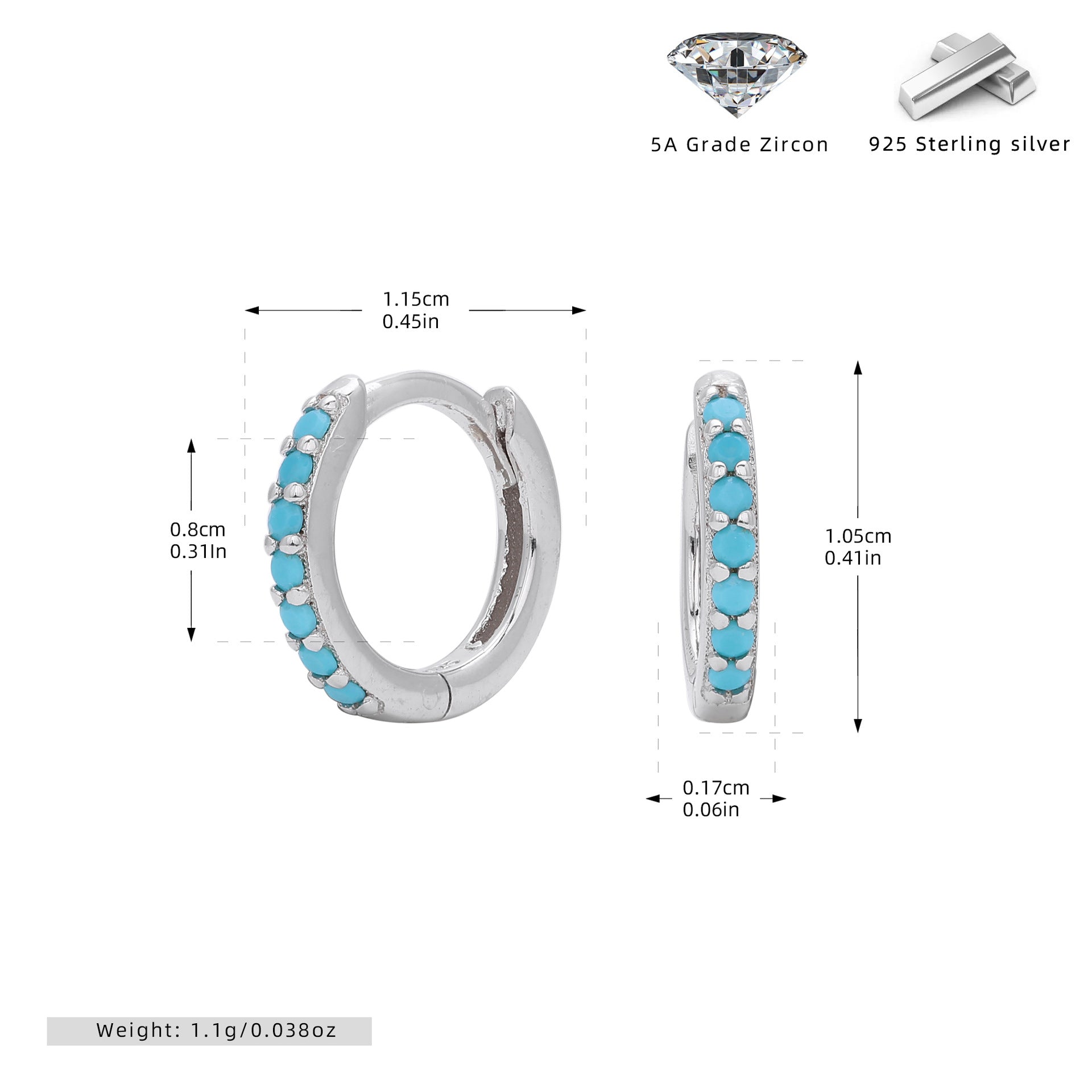 Damen Creolen mit funkelnden Zirkonsteinen aus hochwertigem 925 Sterling Silber Shop Nory