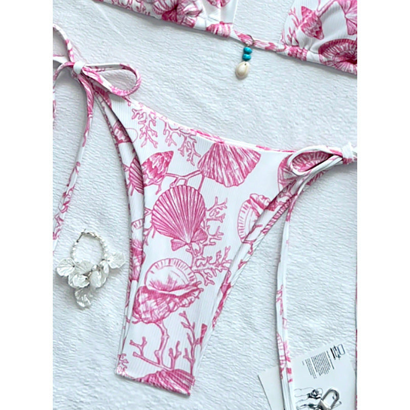 Damen Strand-Bikini-Set mit verstellbaren Trägern und maritimen Accessoires