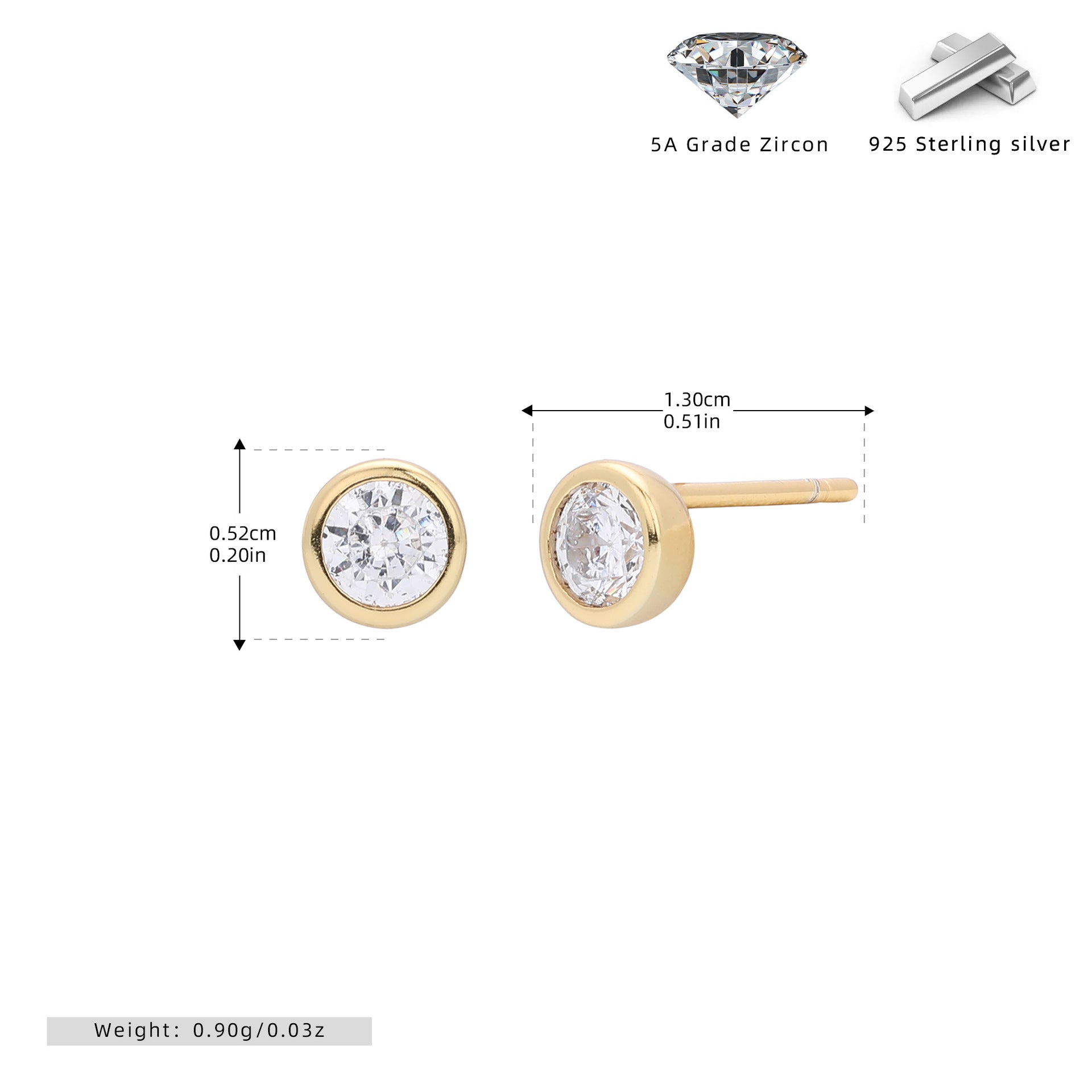 Damen Ohrstecker aus 925 Sterling Silber mit funkelnden 5A Zirkonsteinen Shop Nory