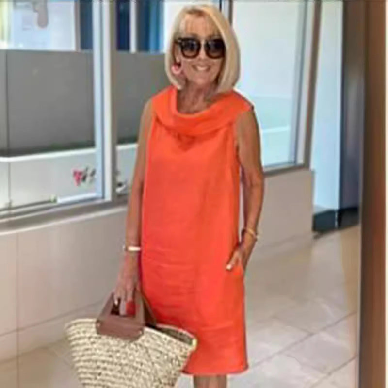 Damen Sommerliches Leinenkleid mit modernem Kragen